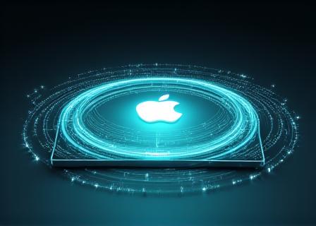 Abstract visualization of secure local data processing on a Mac